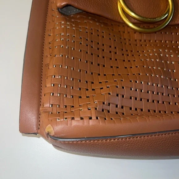 Vince Camuto Brown Woven Leather Crossbody - Picture 7 of 8